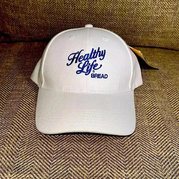 NWT LEWIS BAKERIES HEALTHY LIFE BREAD WHITE BALL CAP HAT CAP AMERICA GOLF - Picture 1 of 9